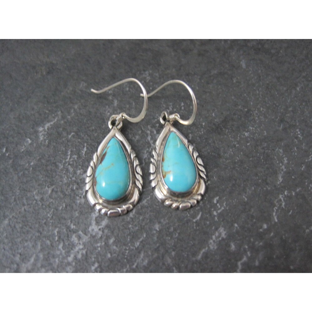 Native American Sterling Turquoise Earrings Navajo Vicki Martin